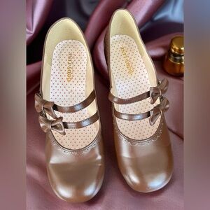 Body Line Japan Size 27 Brown Mary Jane Shoes w/ Double Straps & Bows